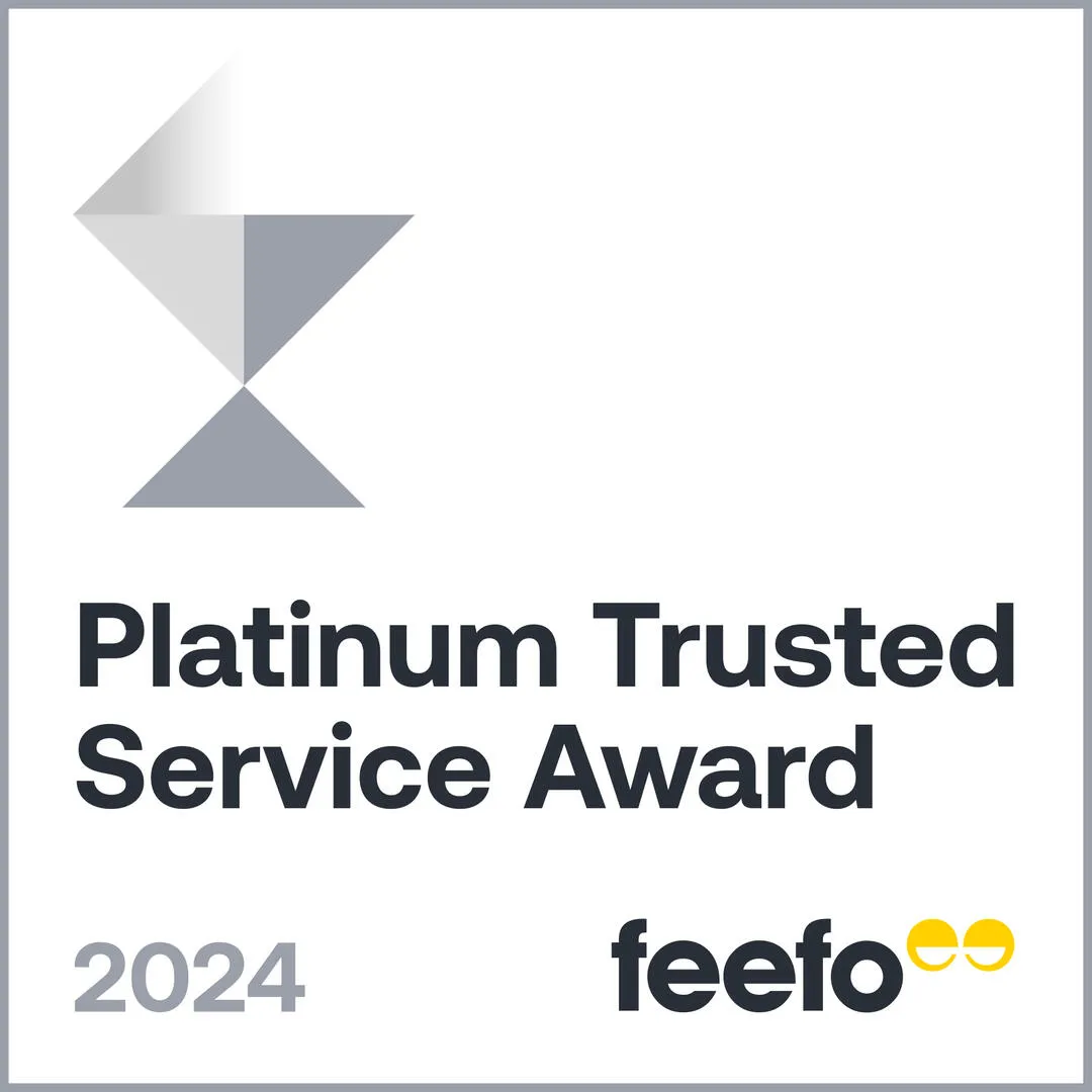 Platinum Trusted Service Award 2024 from Feefo badge