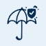 Icon of umbrella with tick in a shield